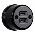 Elhard - Keramisk retrostikkontakt med 2x USB-A, sort