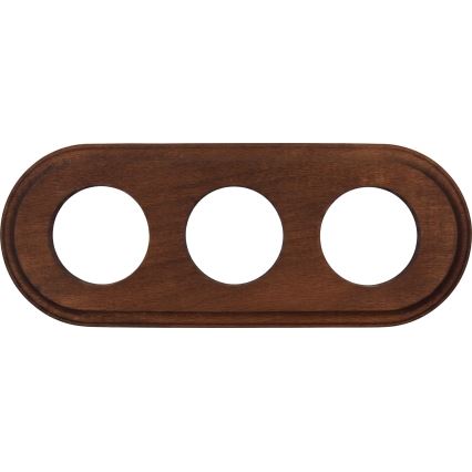 Elhard - Tredobbelt keramisk retro-stikkontakt til hjemmet med ramme 230V hvid/mørkt træ