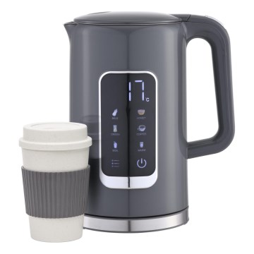 Elkedel med LCD-display 1,7 l 2200W/230V grå + rejsekop 450 ml