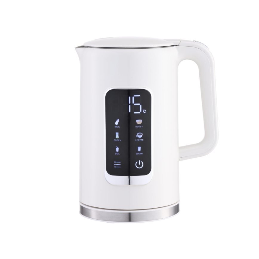 Elkedel med LCD-display 1,7 l 2200W/230V hvid + rejsekop 450 ml