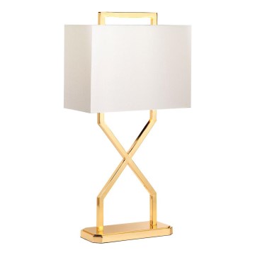 Elstead - Bordlampe CROSS 1xE27/60W/230V guldfarvet/hvid