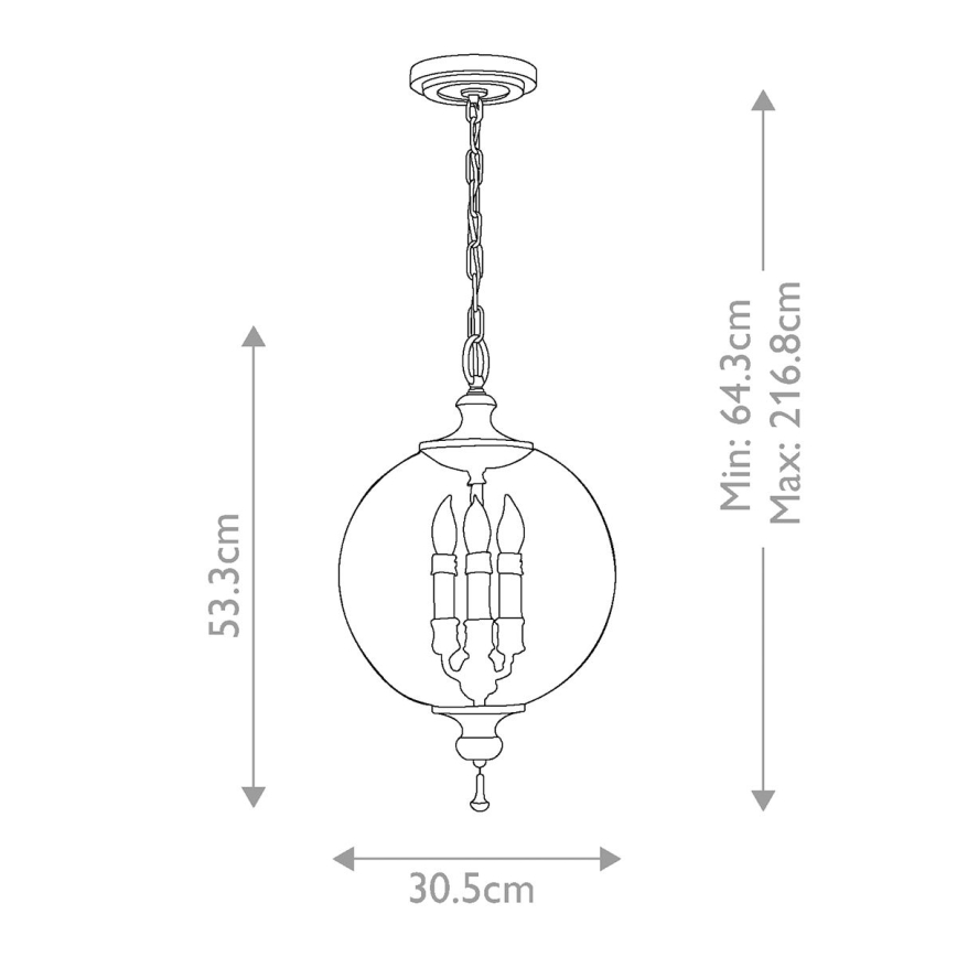 Elstead FE-ARGENTO-P - Pendel m. kædeophæng ARGENTO 3xE14/60W/230V