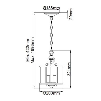Elstead HK-GENTRY-P-S-PW - Pendel m. kædeophæng GENTRY 3xE14/60W/230V