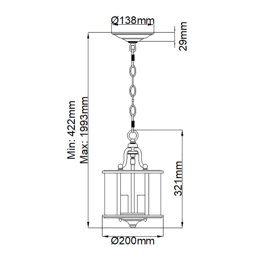 Elstead HK-GENTRY-P-S-PW - Pendel m. kædeophæng GENTRY 3xE14/60W/230V