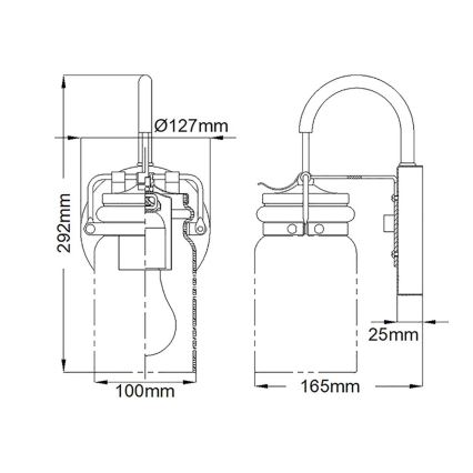 Elstead KL-BRINLEY1-NI - Væglampe BRINLEY 1xE27/60W/230V mat krom