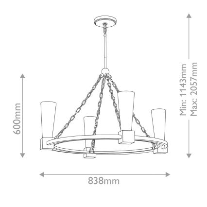 Elstead - Loftlampe med stang KRISTY 4xE27/40W/230V kobber
