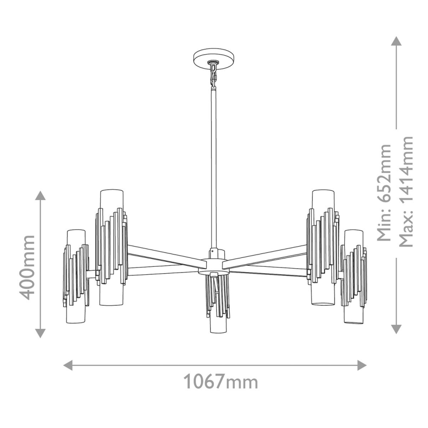 Elstead - Lysekrone med stang MARVELE 10xE14/40W/230V guld