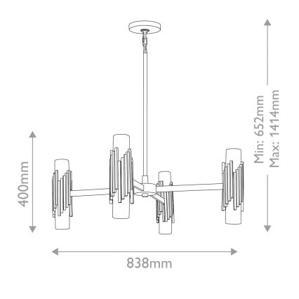 Elstead - Stangophængt lysekrone MARVELE 8xE14/40W/230V guld