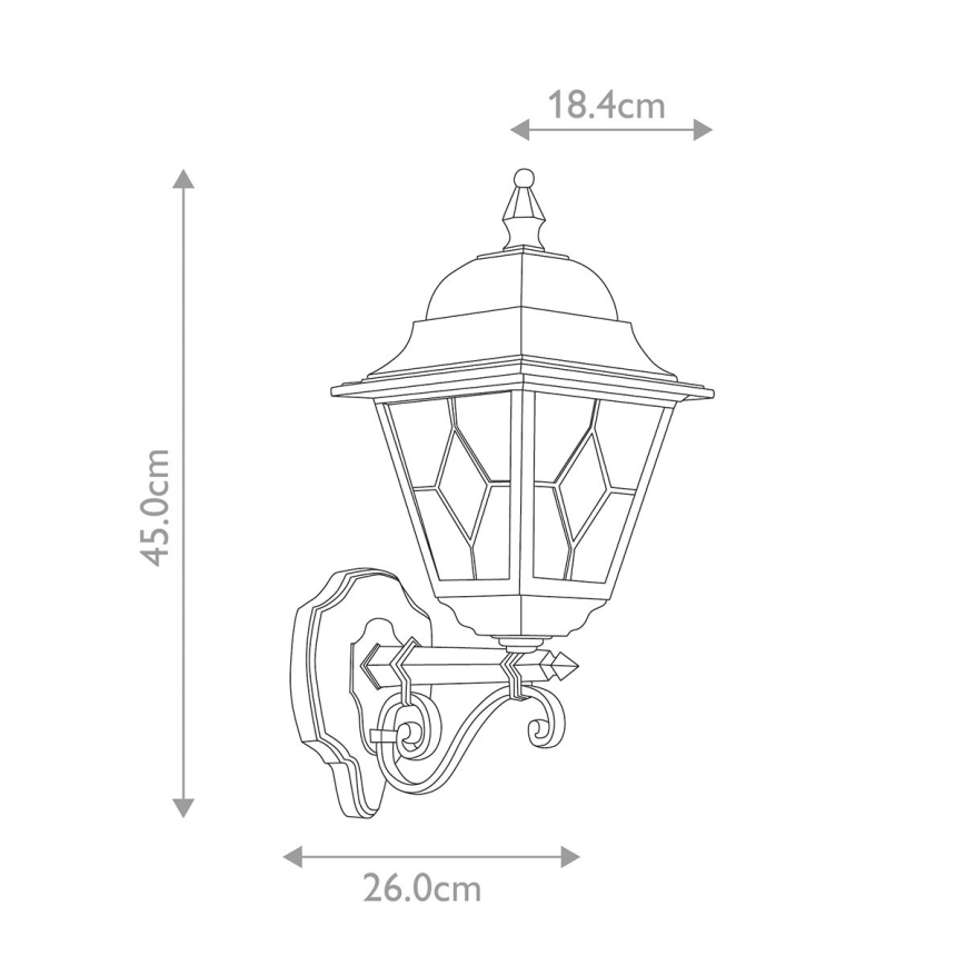 Elstead NR1-BLK - Udendørs væglampe NORFOLK 1xE27/100W/230V IP43
