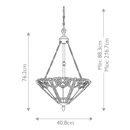 Elstead - Kædeophængt lysekrone Tiffany BELLE 3xE27/100W/230V