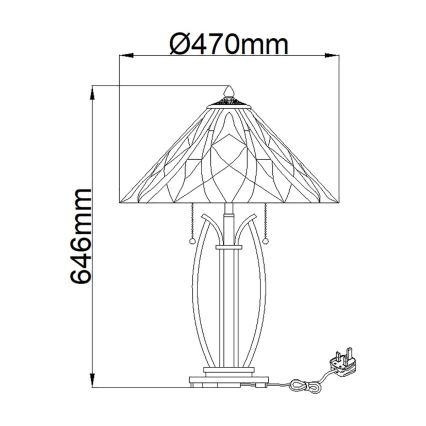 Elstead - Bordlampe Tiffany VICTORY 2xE27/60W/230V
