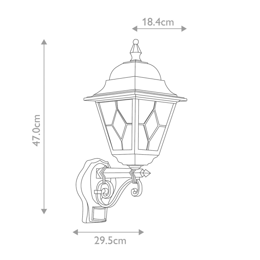 Elstead - Udendørs væglampe med sensor NORFOLK 1xE27/100W/230V IP43