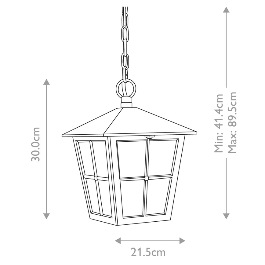 Elstead - Udendørspendel med kædeophæng CANTERBURY 1xE27/100W/230V IP43 sort