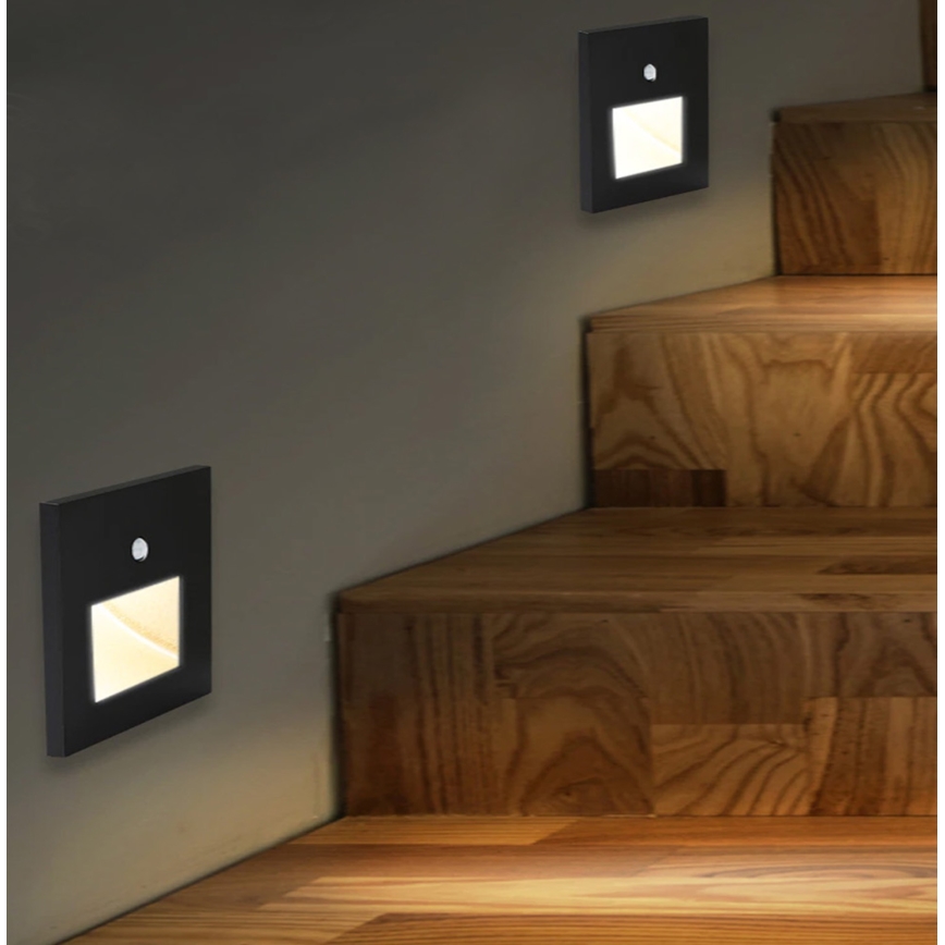 Emithor 70418 - LED trappelampe med sensor SUNNY LED/1W/230V 4000K sort