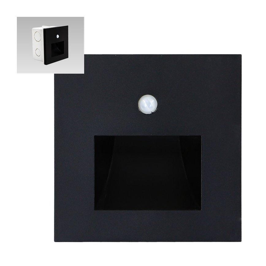 Emithor 70418 - LED trappelampe med sensor SUNNY LED/1W/230V 4000K sort