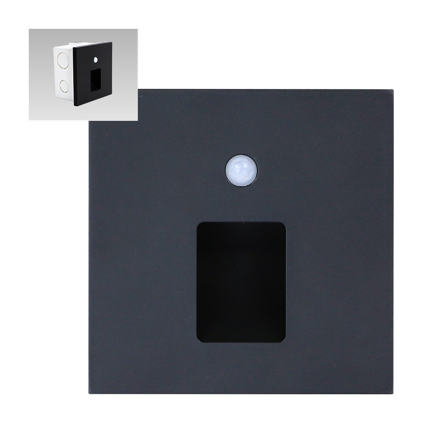 Emithor 70424 - LED trappelampe med sensor VIX LED/1W/230V 4000K sort