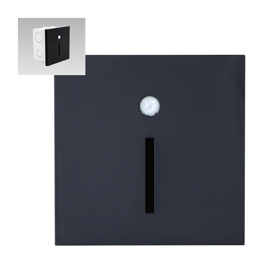 Emithor 70430 - LED trappelampe med sensor LINE LED/1W/230V sort