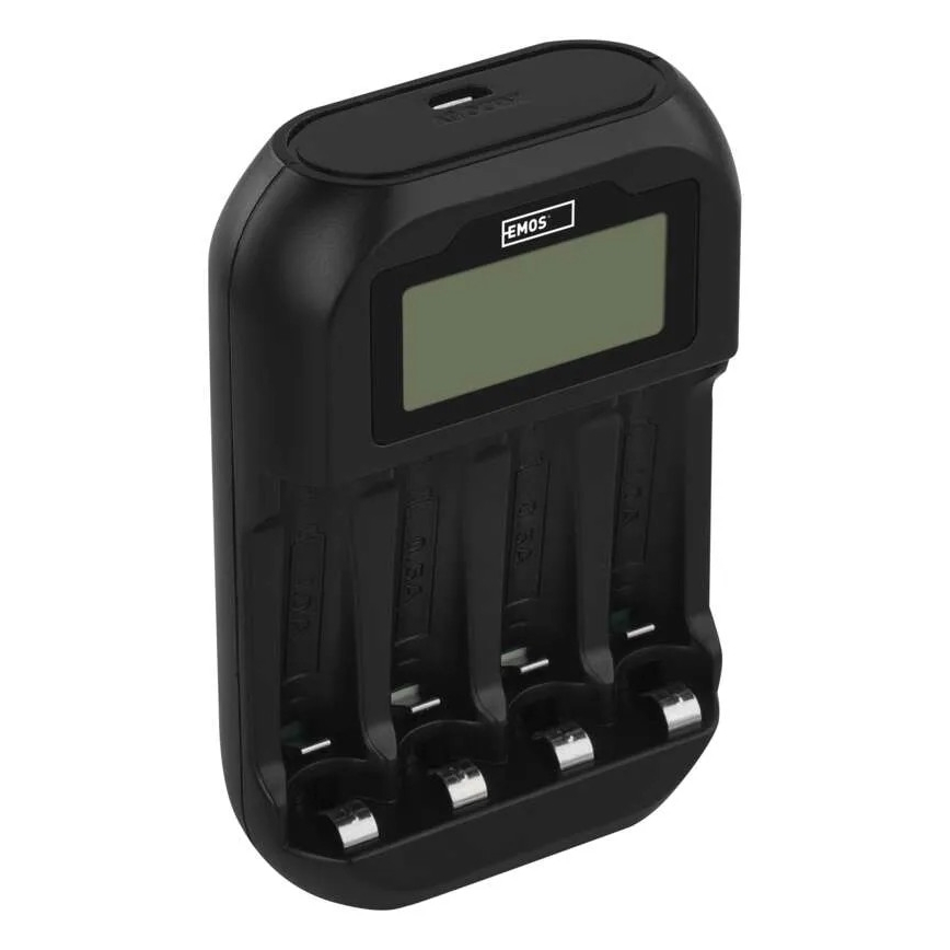 Batterioplader med LCD-display 4xAA/AAA 5V
