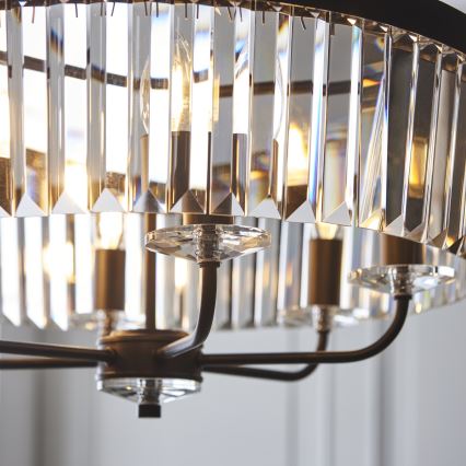 Endon 100711 - Lysekrone med kæde CHESTERFIELD 6xE14/6W/230V Ø 55 cm sort