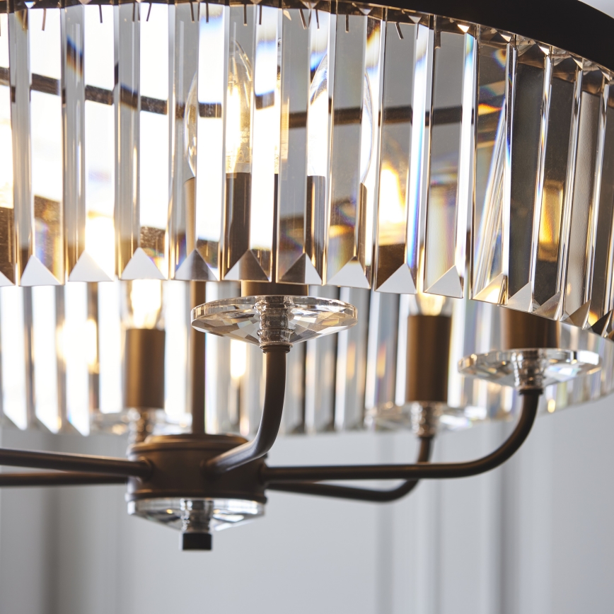 Endon 100711 - Lysekrone med kæde CHESTERFIELD 6xE14/6W/230V Ø 55 cm sort