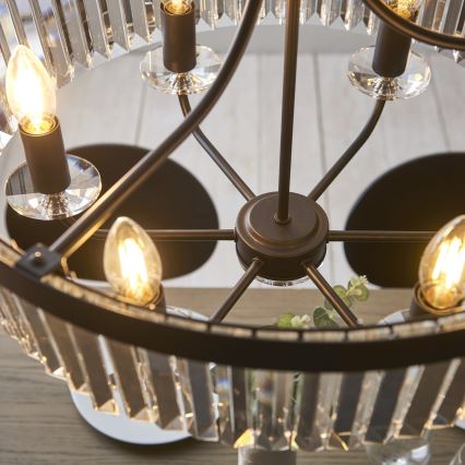 Endon 100711 - Lysekrone med kæde CHESTERFIELD 6xE14/6W/230V Ø 55 cm sort