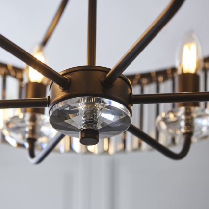 Endon 100711 - Lysekrone med kæde CHESTERFIELD 6xE14/6W/230V Ø 55 cm sort