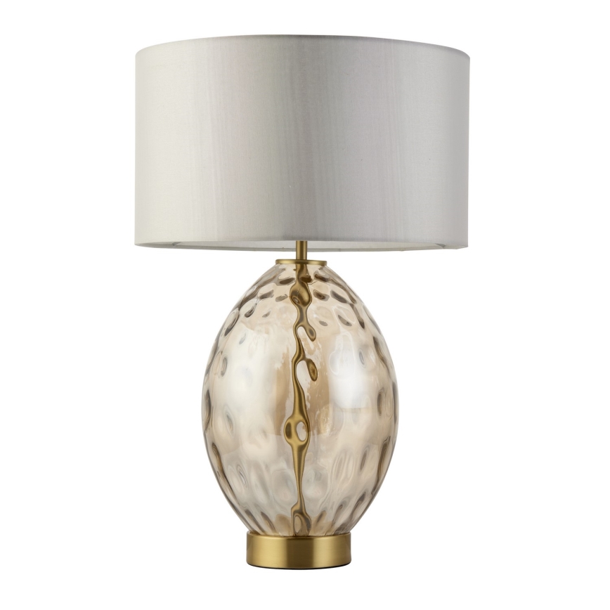 Endon 101150 - Dæmpbar bordlampe ELIN 1xE27/10W/230V hvid/messing/røget beige