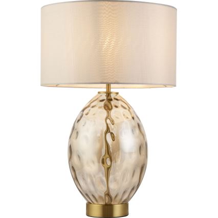 Endon 101150 - Dæmpbar bordlampe ERIN 1xE27/10W/230V hvid/messing/røgfarvet beige