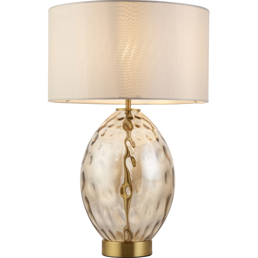 Endon 101150 - Dæmpbar bordlampe ERIN 1xE27/10W/230V hvid/messing/røgfarvet beige