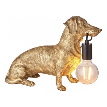 Endon 101187 - Bordlampe DACHSHUND 1xE27/10W/230V guldfarvet
