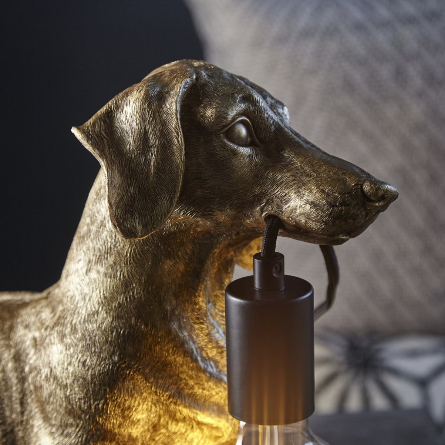 Endon 101187 - Bordlampe DACHSHUND 1xE27/10W/230V guldfarvet