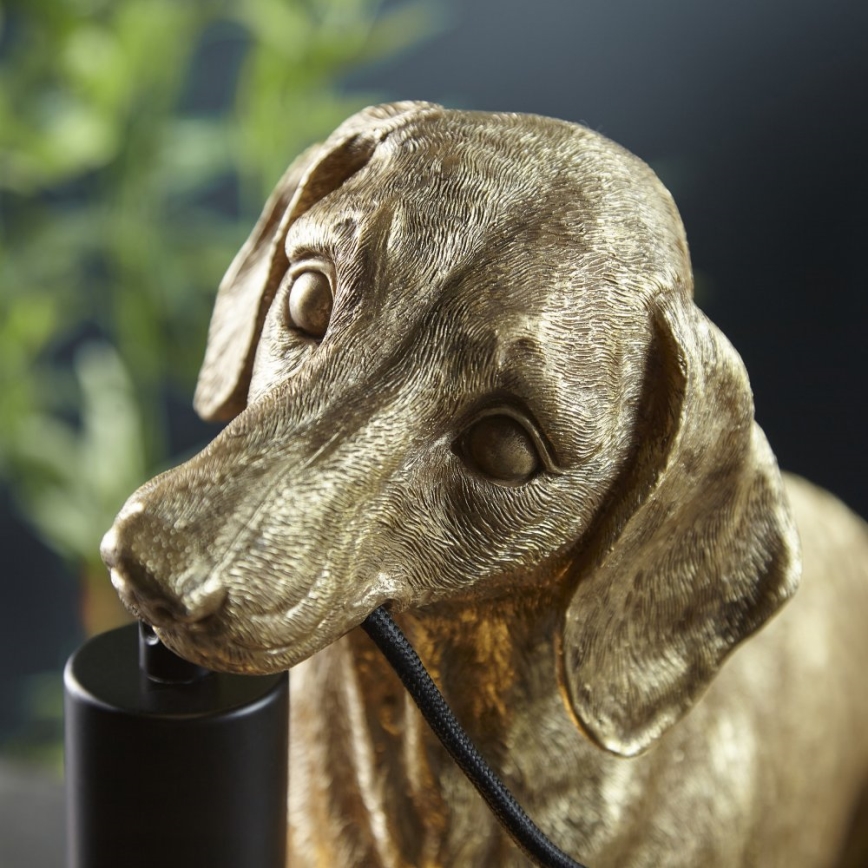 Endon 101187 - Bordlampe DACHSHUND 1xE27/10W/230V guldfarvet