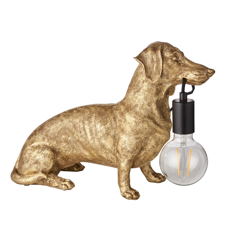 Endon 101187 - Bordlampe DACHSHUND 1xE27/10W/230V guldfarvet