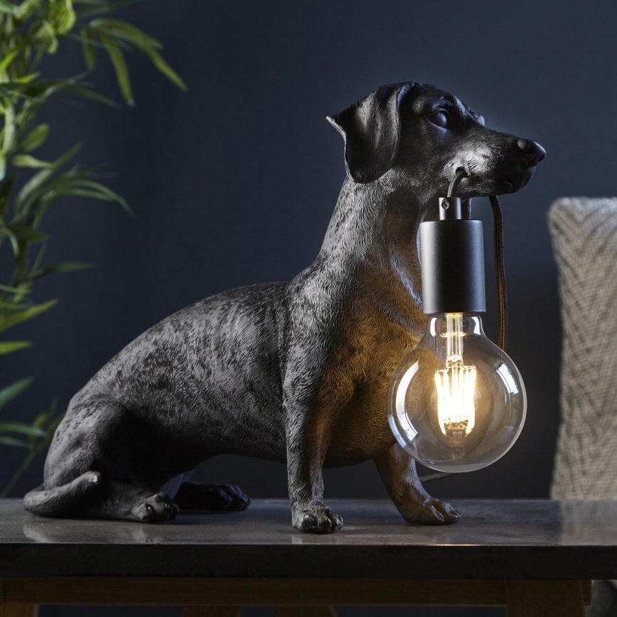 Endon 101188 - Bordlampe DACHSHUND 1xE27/10W/230V sort