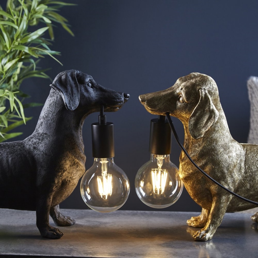 Endon 101188 - Bordlampe DACHSHUND 1xE27/10W/230V sort