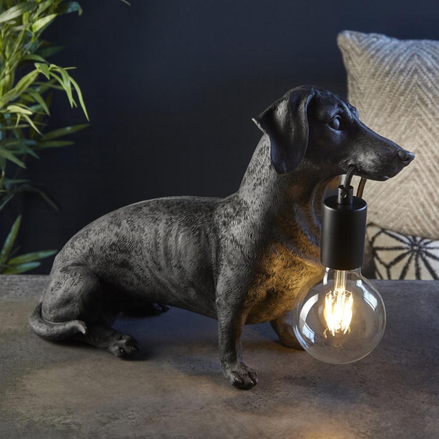 Endon 101188 - Bordlampe DACHSHUND 1xE27/10W/230V sort