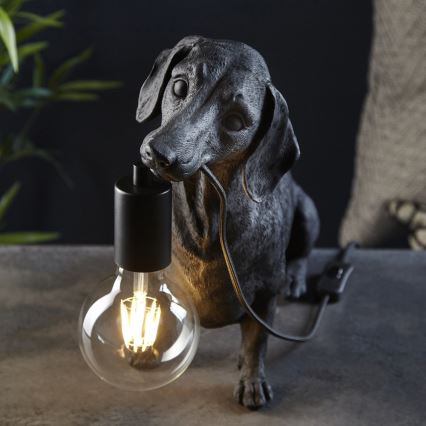 Endon 101188 - Bordlampe DACHSHUND 1xE27/10W/230V sort