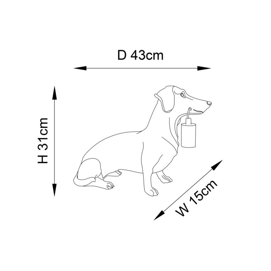 Endon 101188 - Bordlampe DACHSHUND 1xE27/10W/230V sort