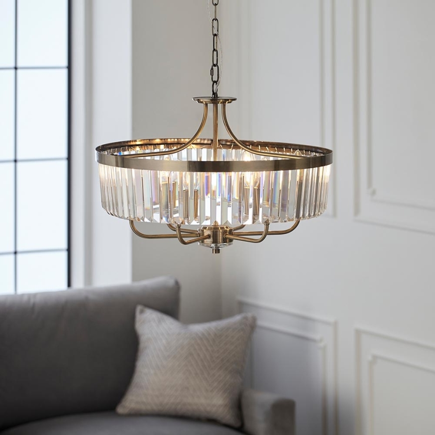 Endon 102505 - Kædeophængt lysekrone 6 x E14 / 6 W / 230 V Ø 55 cm messing