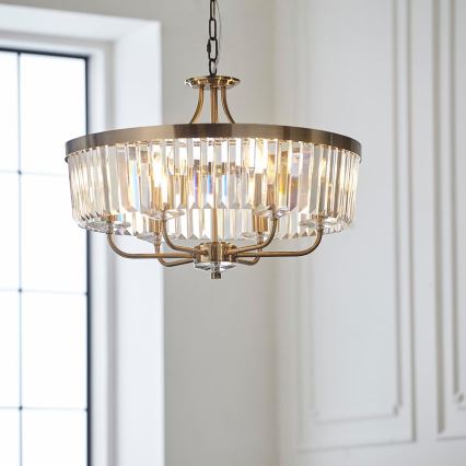 Endon 102505 - Kædeophængt lysekrone 6 x E14 / 6 W / 230 V Ø 55 cm messing