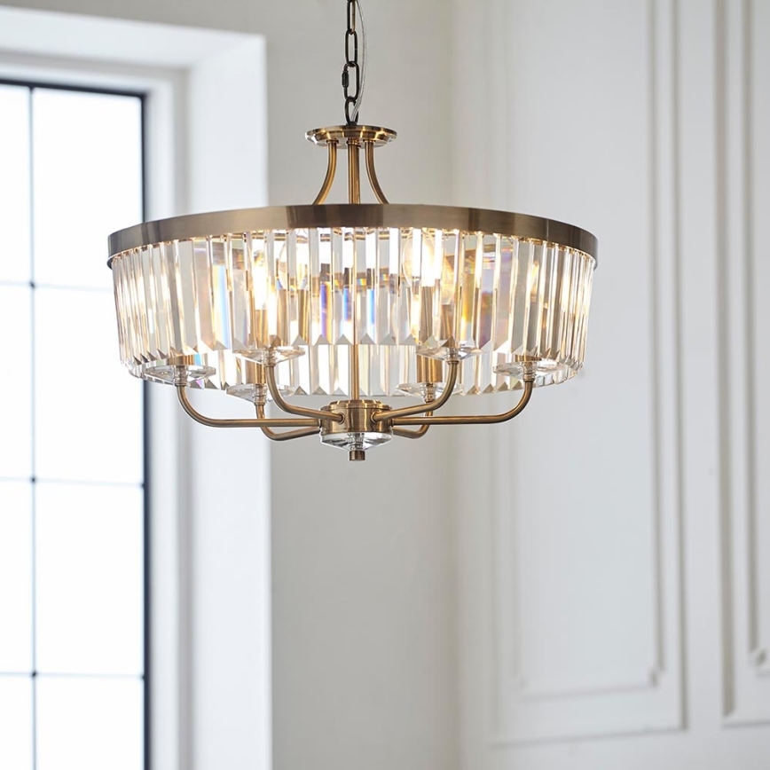 Endon 102505 - Kædeophængt lysekrone 6 x E14 / 6 W / 230 V Ø 55 cm messing