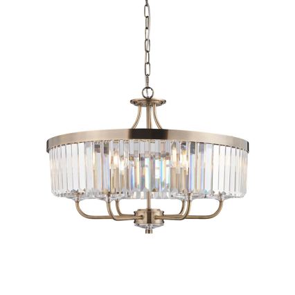 Endon 102505 - Kædeophængt lysekrone 6 x E14 / 6 W / 230 V Ø 55 cm messing