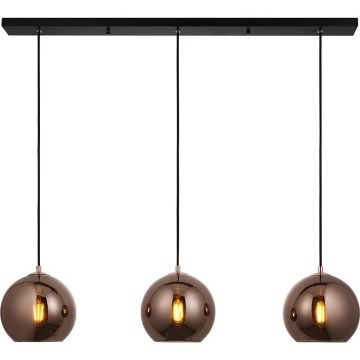 Endon 102929 - Pendel BOLI 3xE27/10W/230V sort/røget brun