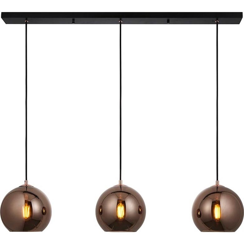 Endon 102929 - Pendel BOLI 3xE27/10W/230V sort/røget brun