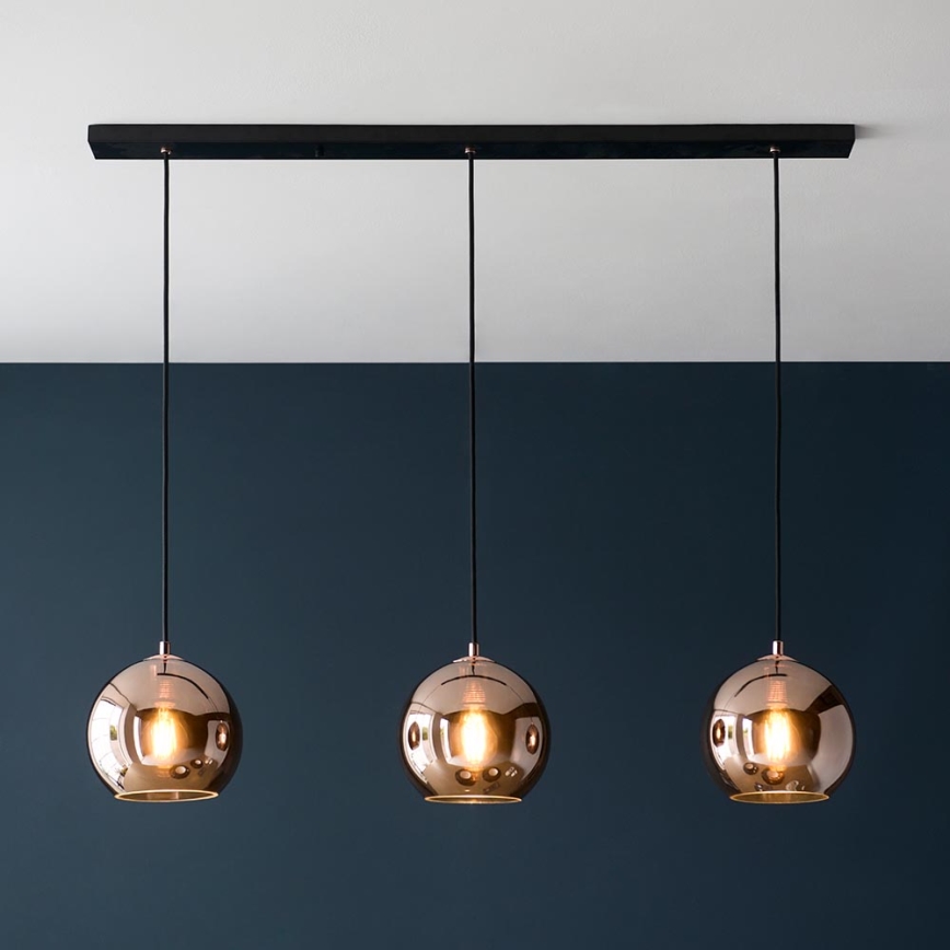 Endon 102929 - Pendel BOLI 3xE27/10W/230V sort/røget brun
