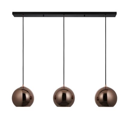 Endon 102929 - Pendel BOLI 3xE27/10W/230V sort/røget brun