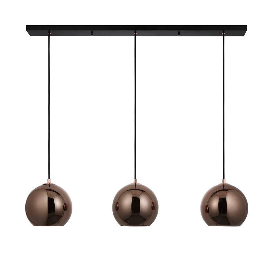 Endon 102929 - Pendel BOLI 3xE27/10W/230V sort/røget brun