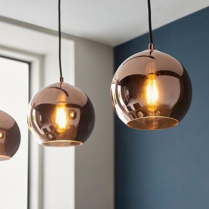 Endon 102929 - Pendel BOLI 3xE27/10W/230V sort/røget brun