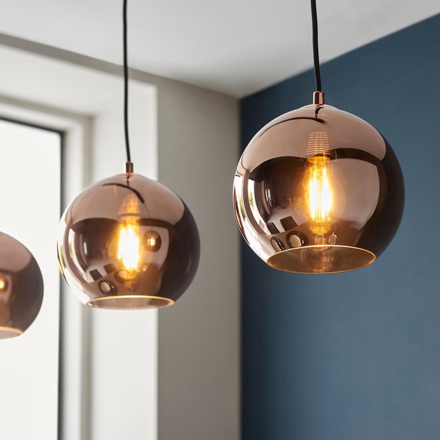 Endon 102929 - Pendel BOLI 3xE27/10W/230V sort/røget brun