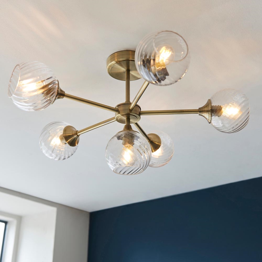 Endon 103171 - Pendellampe ALLEGRA 6xE14/7W/230V messing/transparent